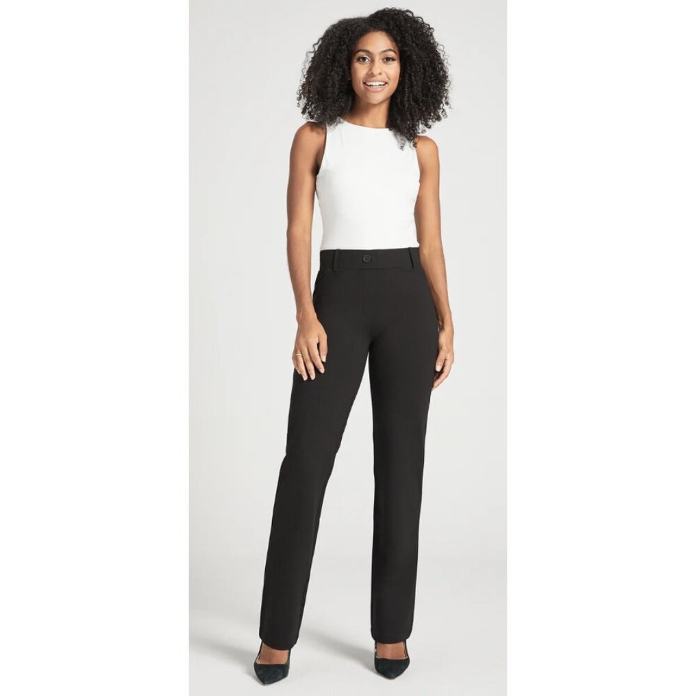 BETABRAND Classic DPYP Dress Pant Yoga Pant Straight Medium Petite Black Office